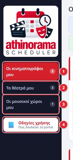 Το αριστερό μενού με τις κατηγορίες